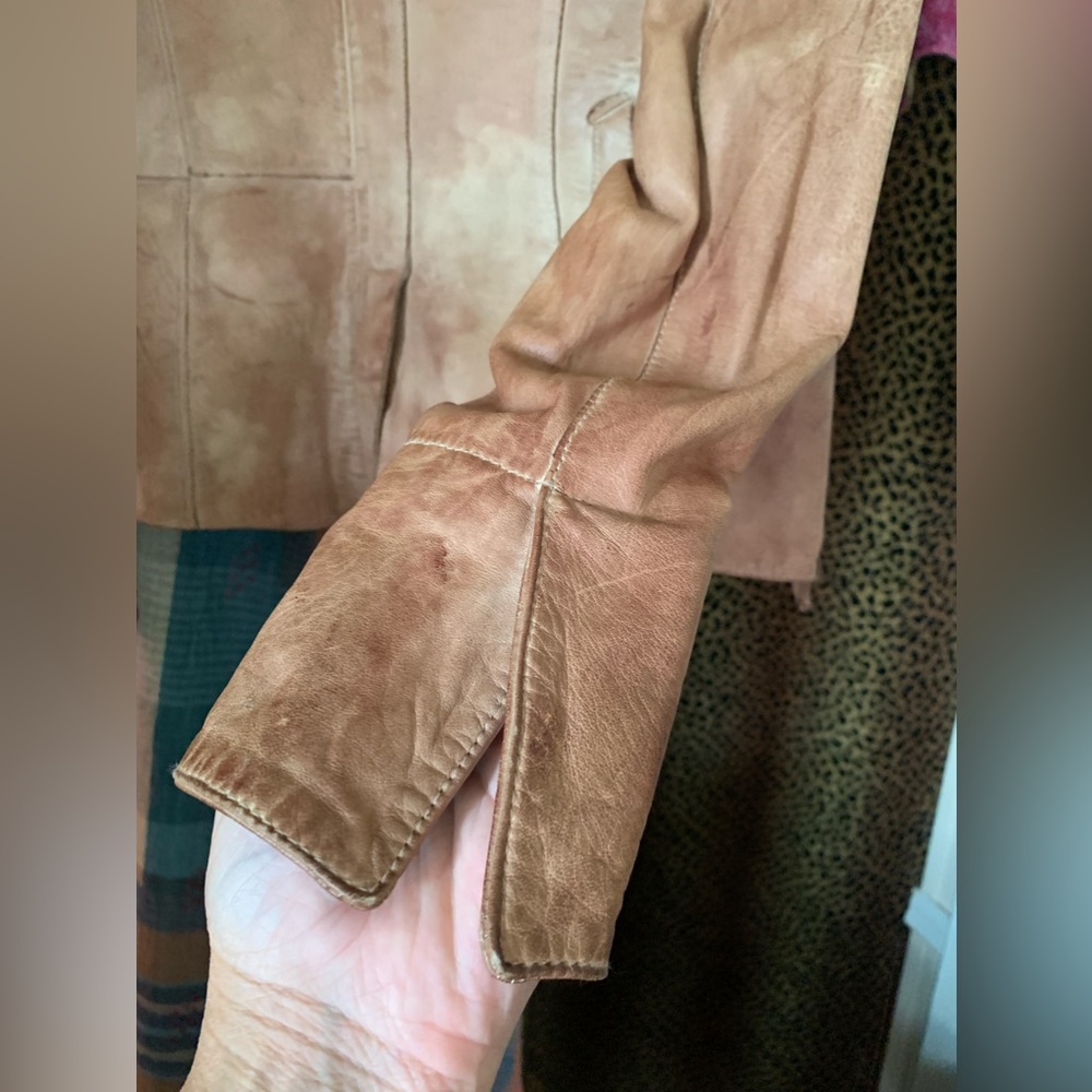 One of a kind Hand Distressed Blur Leather Jackrt - Picture 9 of 10